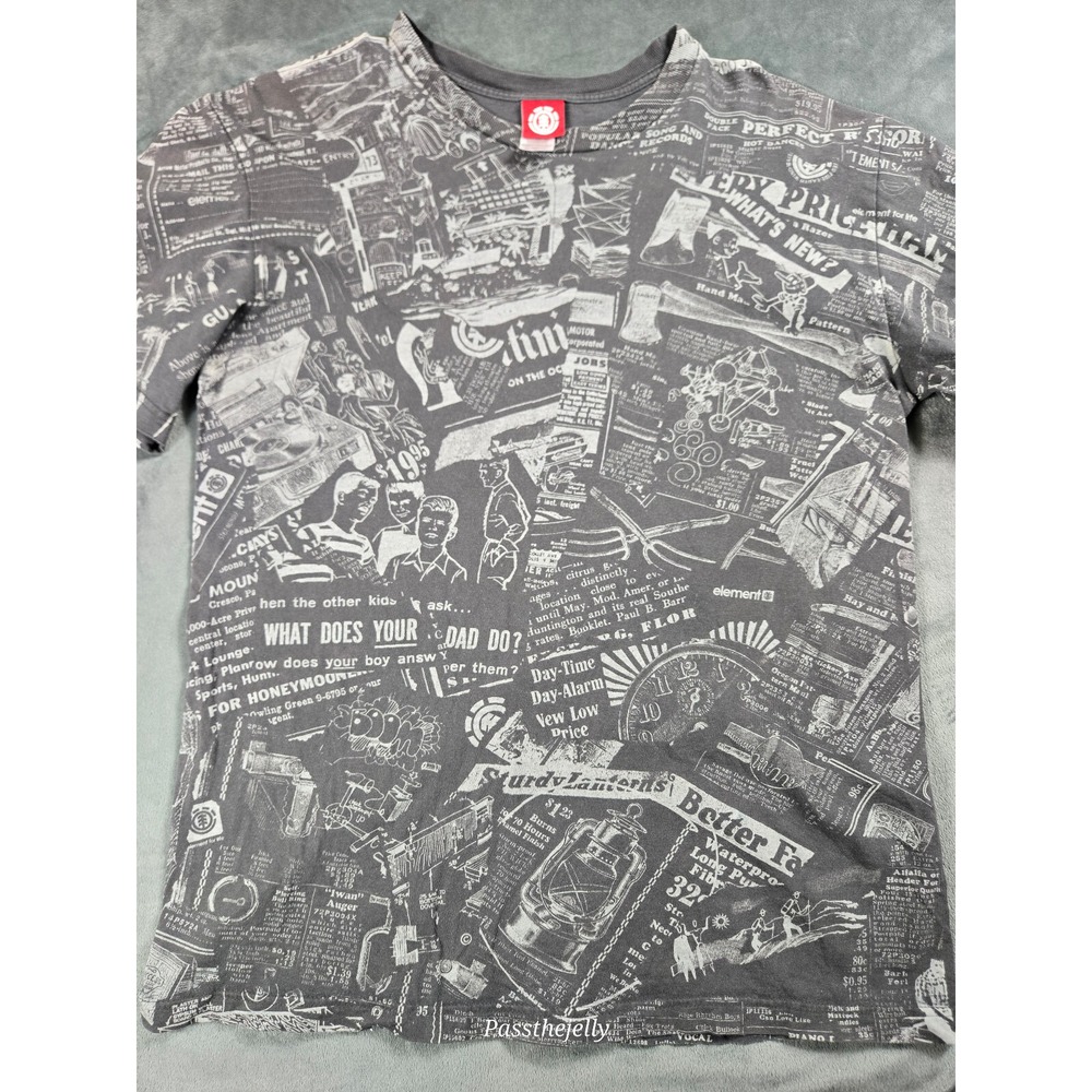 Vintage ELEMENT Skate Shirt Large Pro Model Clash Print Hook-Ups‎ Es Streetware